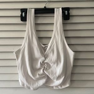 White cropped ruched tank
